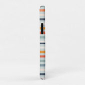 Coques Case-Mate iPhone Joli Dusky Orange Bleu Motif rayé Monogramme (Dos/Droite)