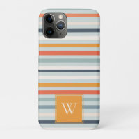Joli Dusky Orange Bleu Motif rayé Monogramme