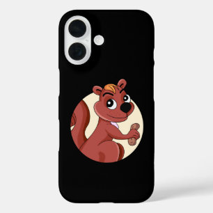 Coques iPhone 16 Joli écureuil en caricature avec une cacahuète
