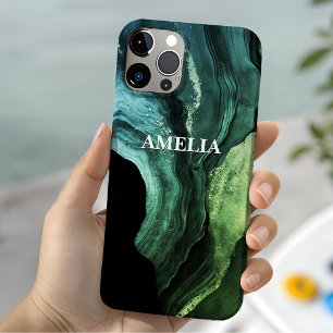 Coque Pour iPhone 14 joli faux marbre pailleté artistique monogramme ch