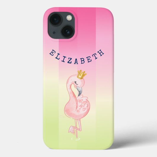 Coques Case-Mate iPhone Joli flamant rose ombré rayé (Verso)