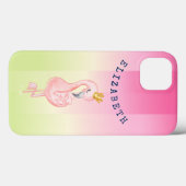 Coques Case-Mate iPhone Joli flamant rose ombré rayé (Verso (horizontal))