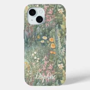 Coque Pour iPhone 15 Joli Fleur sauvage Whimsical Jardin Nom personnali
