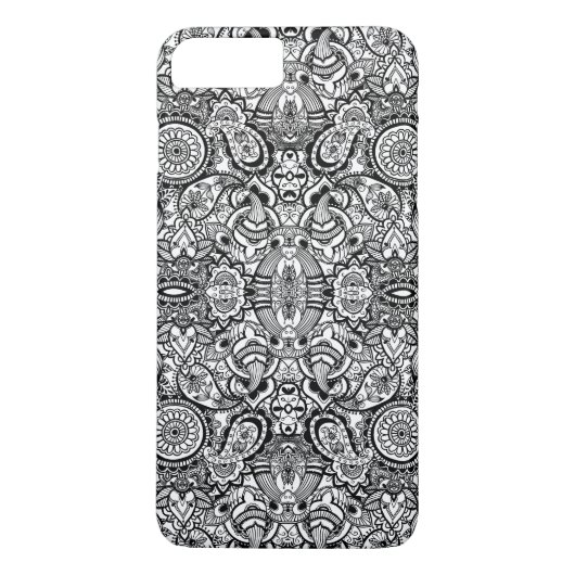 Coques Case-Mate iPhone Joli floral paisley noir blanc (Dos)