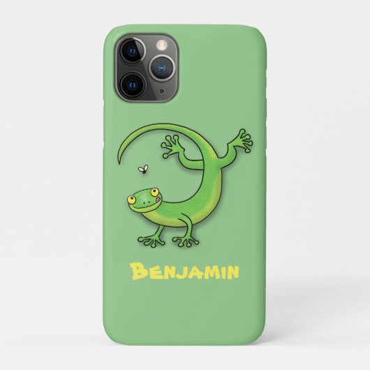 Coques Case-Mate iPhone Joli gecko vert salutations avec dessin animé (Dos)