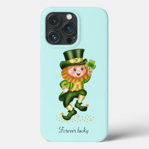 Case-Mate iPhone Case Joli gnome vert chanceux sur fond bleu turquoise c