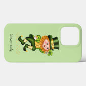 Coques Case-Mate iPhone Joli gnome vert chanceux sur fond vert lime clair (Verso (horizontal))