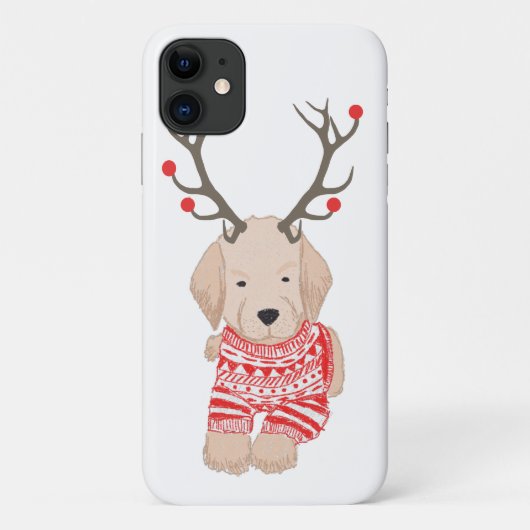 Coques Case-Mate iPhone Joli Golden Retriever Puppy Christmas Reindeer (Dos)