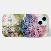 Coques Case-Mate iPhone Joli Hydrangea & Papillon Purple Personnalisé (Verso (horizontal))