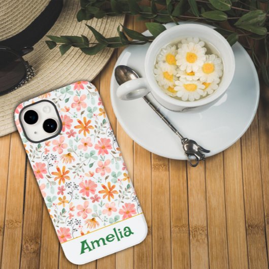 Coques Case-Mate iPhone Joli jardin rose orange nom du motif