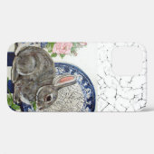 Coques Case-Mate iPhone Joli Lapin Bleu Floral Dedham Delft Animal Cas (Verso (horizontal))