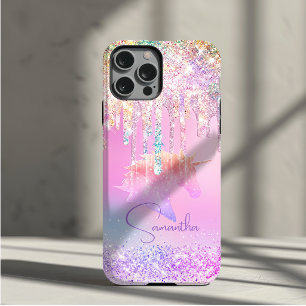 Case-Mate iPhone Case Joli licorne arc-en-ciel rose monogramme gouttes d