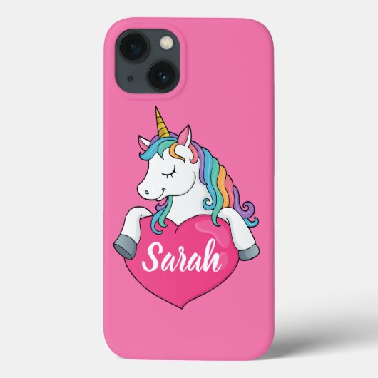 Coques Case-Mate iPhone Joli Licorne Nom Personnalisé (Verso)