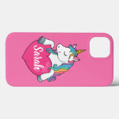 Coques Case-Mate iPhone Joli Licorne Nom Personnalisé (Verso (horizontal))