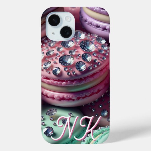 Coques Case-Mate iPhone Joli Macaron Bling Monogrammé (Verso)