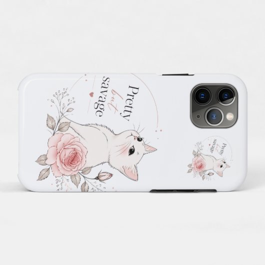 Coques Case-Mate iPhone Joli mais Sauvage Kawaii Chat Rose Case (Dos (Horizontal))