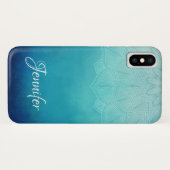Coques Case-Mate iPhone Joli Mandala bleu Abstrait (Dos (Horizontal))