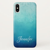 Coques Case-Mate iPhone Joli Mandala bleu Abstrait (Dos)