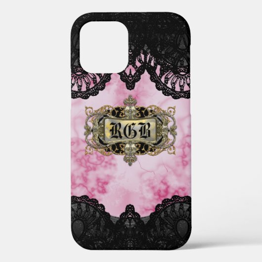Coques Case-Mate iPhone Joli marbre rose Cool Monogramme romantique (Verso)