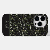 Coques Case-Mate iPhone Joli Moderne Floral Botanique Vert et Noir (Verso (horizontal))