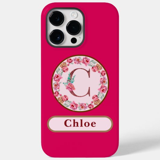 Coques Case-Mate iPhone Joli Monogramme C Floral (Verso)