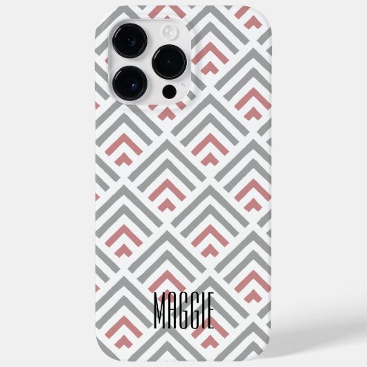 Coques Case-Mate iPhone Joli monogramme chevron élégant motif gris poussié (Verso)