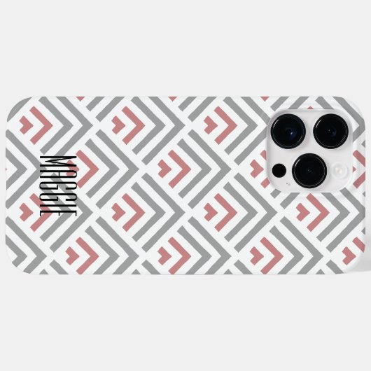 Coques Case-Mate iPhone Joli monogramme chevron élégant motif gris poussié (Verso (horizontal))