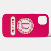 Coques Case-Mate iPhone Joli Monogramme D Floral (Verso (horizontal))