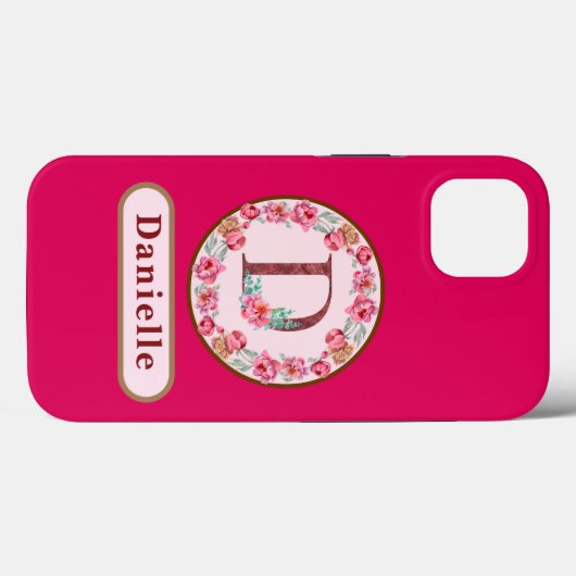 Coques Case-Mate iPhone Joli Monogramme D Floral (Verso (horizontal))
