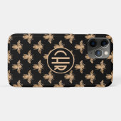 Coques Case-Mate iPhone Joli Monogramme D'Abeille Reine Noir Et Or (Dos (Horizontal))