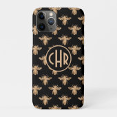 Coques Case-Mate iPhone Joli Monogramme D'Abeille Reine Noir Et Or (Dos)