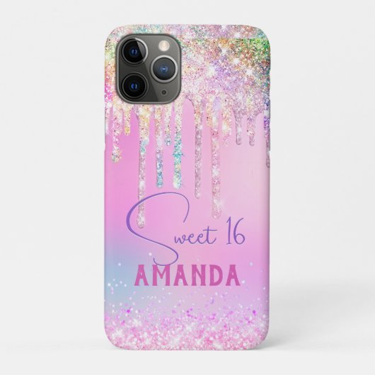 Coques Case-Mate iPhone Joli monogramme d'anniversaire de parties scintill (Dos)