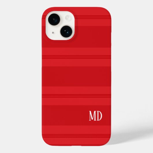 Coques Case-Mate iPhone Joli monogramme de Noël rayé rouge (Verso)