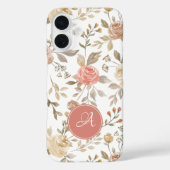 Coques Case-Mate iPhone Joli monogramme floral bohème pêche pastel (Verso)
