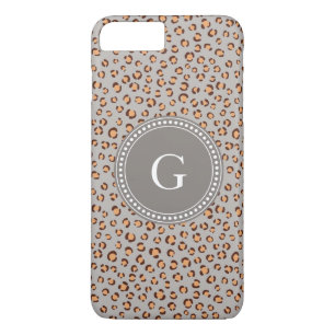 Coque iPhone 8 Plus/7 Plus Joli monogramme imprimé guépard orange marron colo
