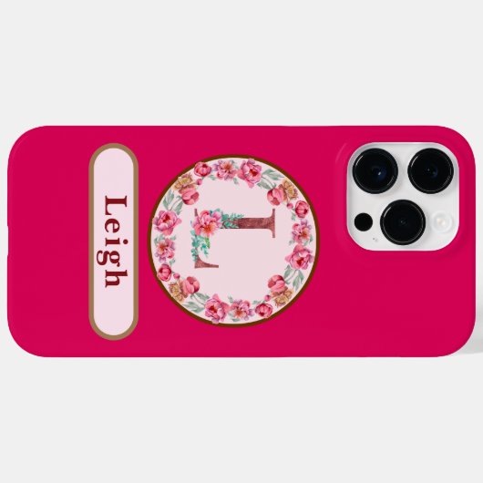 Coques Case-Mate iPhone Joli Monogramme L Floral (Verso (horizontal))