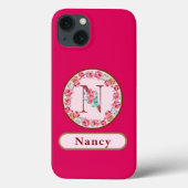 Coques Case-Mate iPhone Joli Monogramme N Floral (Verso)