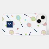 Coques Case-Mate iPhone Joli Monogramme personnalisé Badminton Motif (Verso (horizontal))