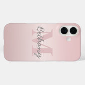 Coques Case-Mate iPhone Joli monogramme rose personnalisable & écriture de (Verso (horizontal))