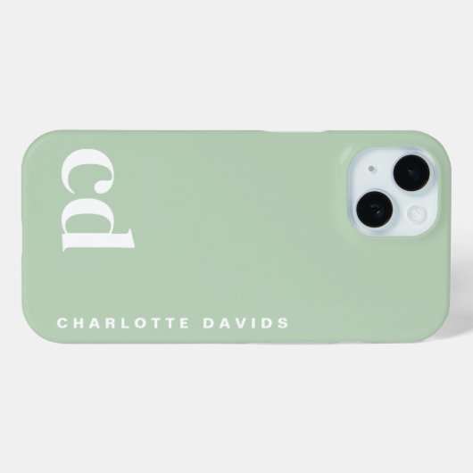Coques Case-Mate iPhone Joli Monogramme vert fille (Verso (horizontal))