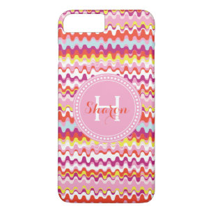 Case-Mate iPhone Case Joli motif abstrait monogramme rose rouge coloré