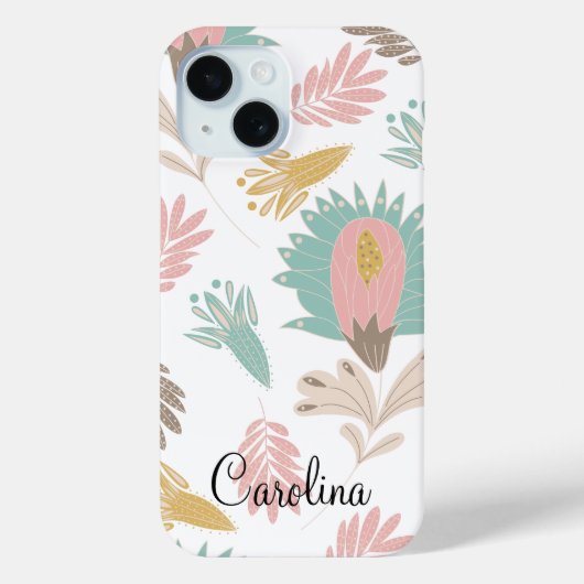 Coques Case-Mate iPhone joli motif botanique floral girly monogrammed (Verso)