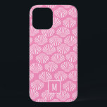 Case-Mate iPhone Case Joli Motif côtier rose<br><div class="desc">Beau motif de coquillage aquarelle personnalisé avec votre initiale.</div>