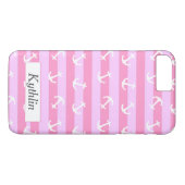 Coques Case-Mate iPhone Joli Motif d'Ancre rose monogramme (Dos (Horizontal))