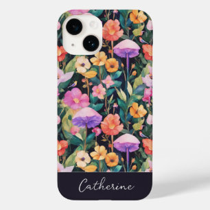 Coque Pour iPhone 14 Joli motif de champignon de fleurs sauvages modern