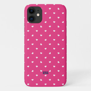 Case-Mate iPhone Case Joli Motif de Coeurs Rose et Blanc chaud Monogramm