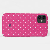Coques Case-Mate iPhone Joli Motif de Coeurs Rose et Blanc chaud Monogramm (Dos (Horizontal))