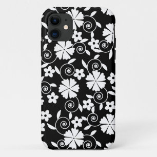 Coque Case-Mate Pour iPhone Joli motif de fleurs tourbillonnantes noir et blan