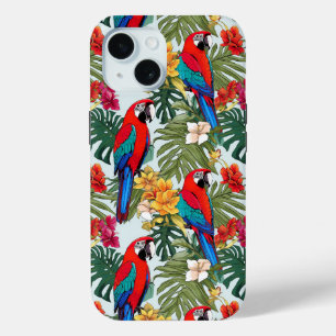 Coque Pour iPhone 15 Joli motif de perroquet tropical de plage