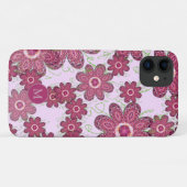 Coques Case-Mate iPhone Joli motif floral mauve Monogramme (Dos (Horizontal))